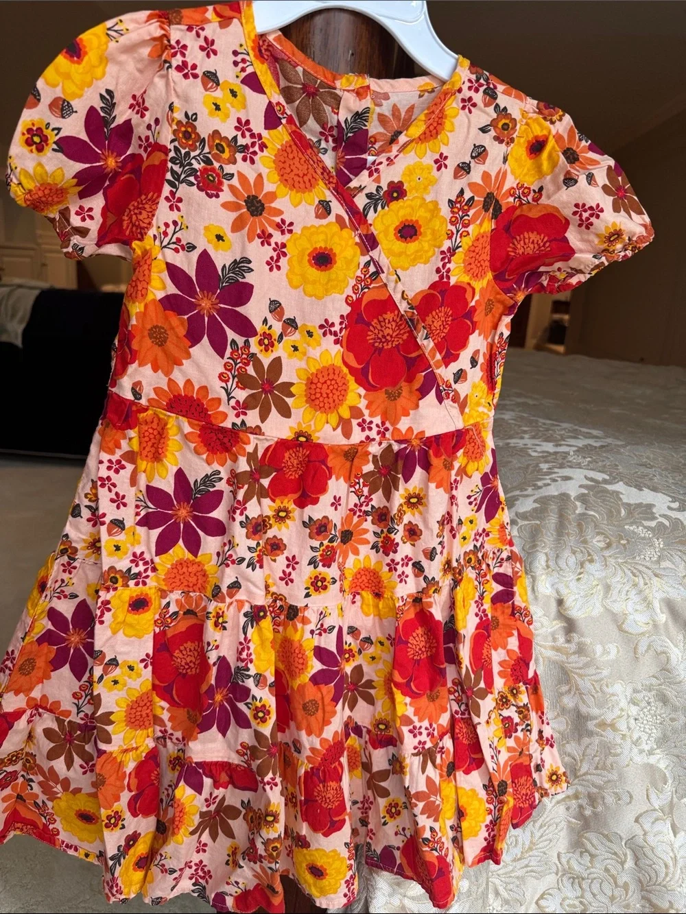Gymboree Floral Wrap Dress in Pink, Orange, Yellow & Red